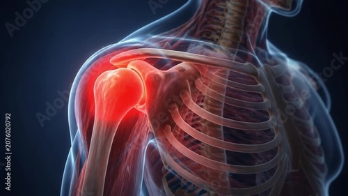 Human Shoulder Joint Inflammation Illustration. 4K Video