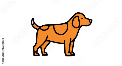 Brown dog standing profile view.