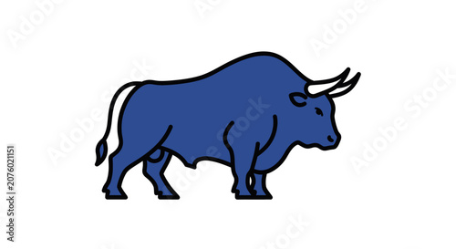 Blue bull standing profile view.