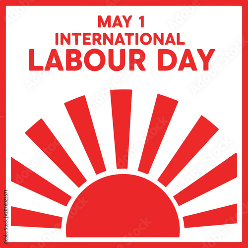 Obraz na plátně Labour Day May 1. Graphic Poster. Minimalist Vector. Red Texture.
