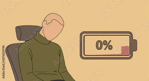 Tableau sur toile Tired Man with Low Battery