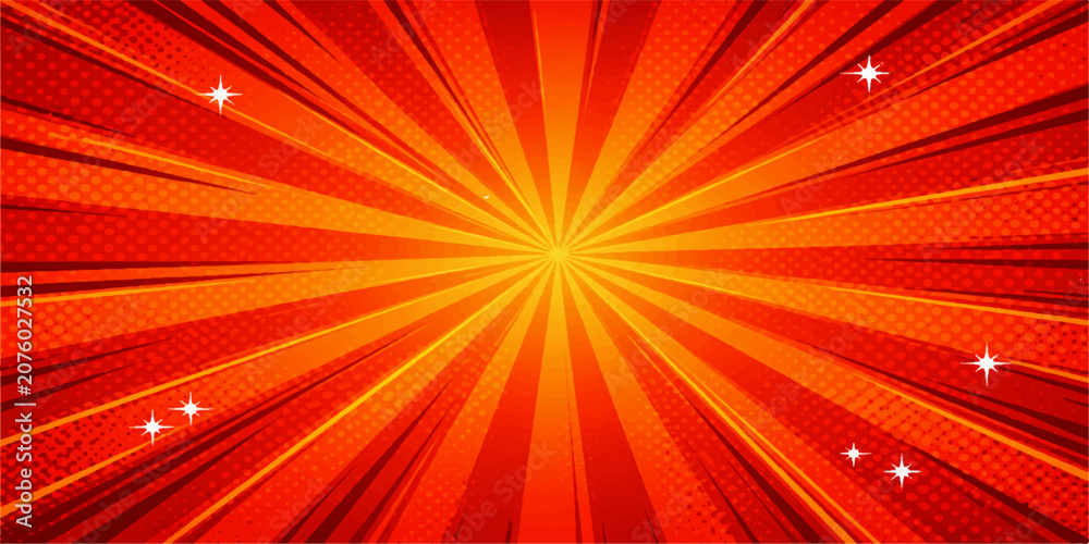 Obraz premium Explosion of vibrant red and orange radial lines creating a dynamic and energetic background.