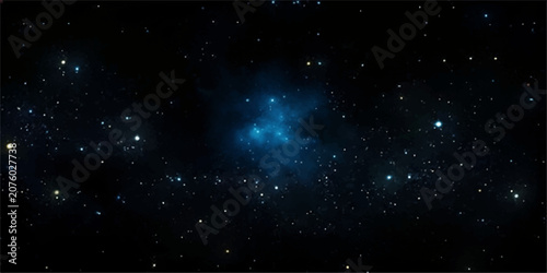 Konstfotografi A breathtaking view of a deep space nebula, glowing with ethereal blue light amidst a dense field of distant stars, showcasing the vast beauty of the cosmos