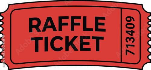 Tableau sur toile Red Raffle Ticket Stub Isolated on White Background for Lottery, Drawing and Eve