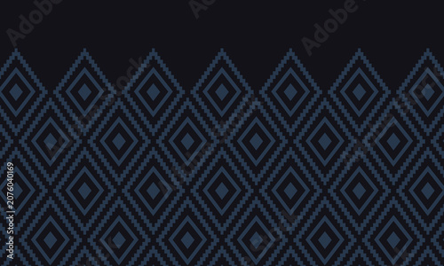 Indigo navy blue geometric traditional ethnic pattern Ikat seamless pattern border abstract design for fabric print cloth dress carpet curtains and sarong Aztec African Indian Indonesian