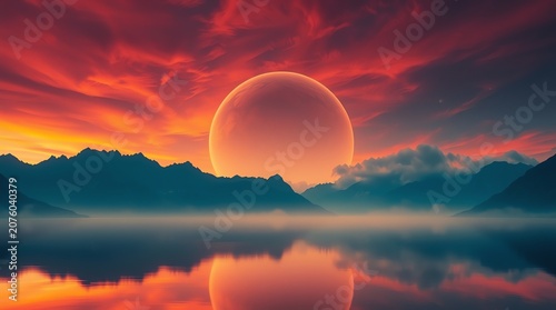 Golden Sunrise Over the Tranquil Lake with Morning Reflections, Peaceful Nature Landscape, Colorful Sky, Calm Water, Scenic Outdoor Wilderness and Serene Natural Beauty