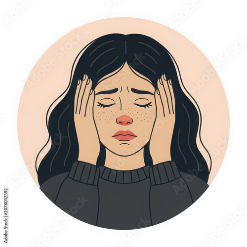 Young woman experiencing stress and emotional distress.