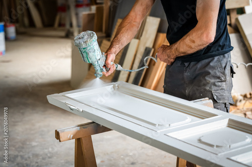 Craftsman Spray Painting Classic Paneled Wood Door