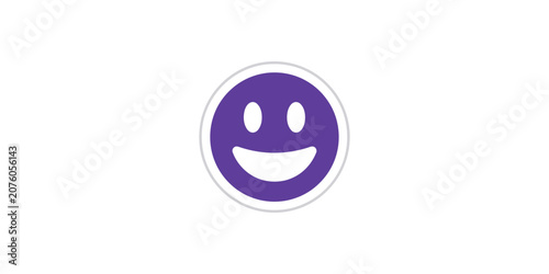 Purple Smiling Face Emoticon on White Background