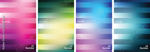 Collection of four colorful abstract blurred gradient design posters for modern presentation