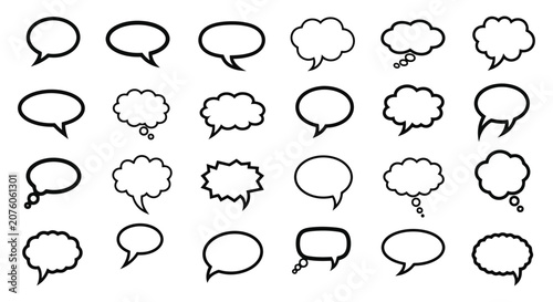 Photos Diverse Hand-Drawn Speech and Thought Bubbles for Graphic Design.