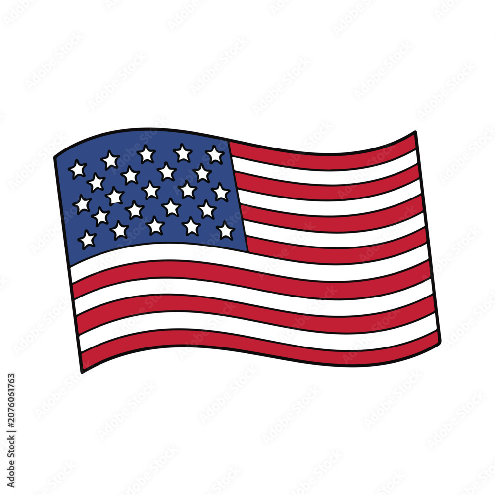 Fototapeta premium American Flag Independence Day Celebration Flat Vector Illustration