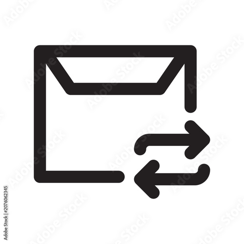 Tableau sur toile Email with bidirectional arrows icon a flat black silhouette on a transparent ba