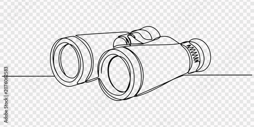 Obraz na plátně Continuous line drawing of binoculars on white background