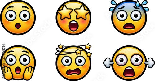 Tableau sur toile Surprised and Emotional Emoji Faces in Digital Style