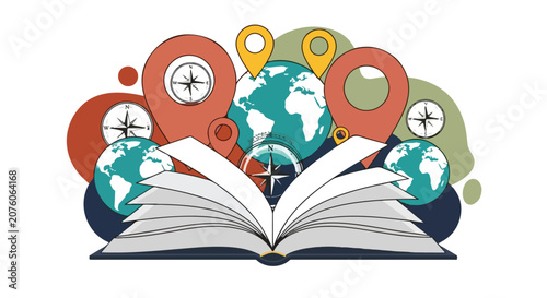 World Travel Book. Illustration. Flat Vector. Smooth. Poster Design