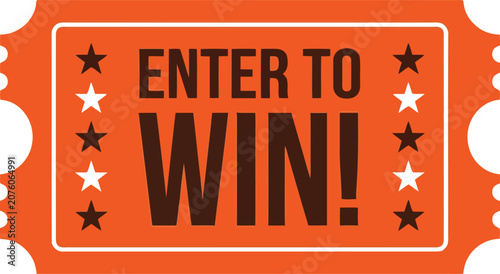 Fotografie Orange retro enter to win ticket banner for contest, giveaway, raffle, and promo
