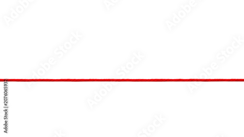 Red braided rope strand for craft decor border design cable fiber texture line element and creative border isolated on a transparent background