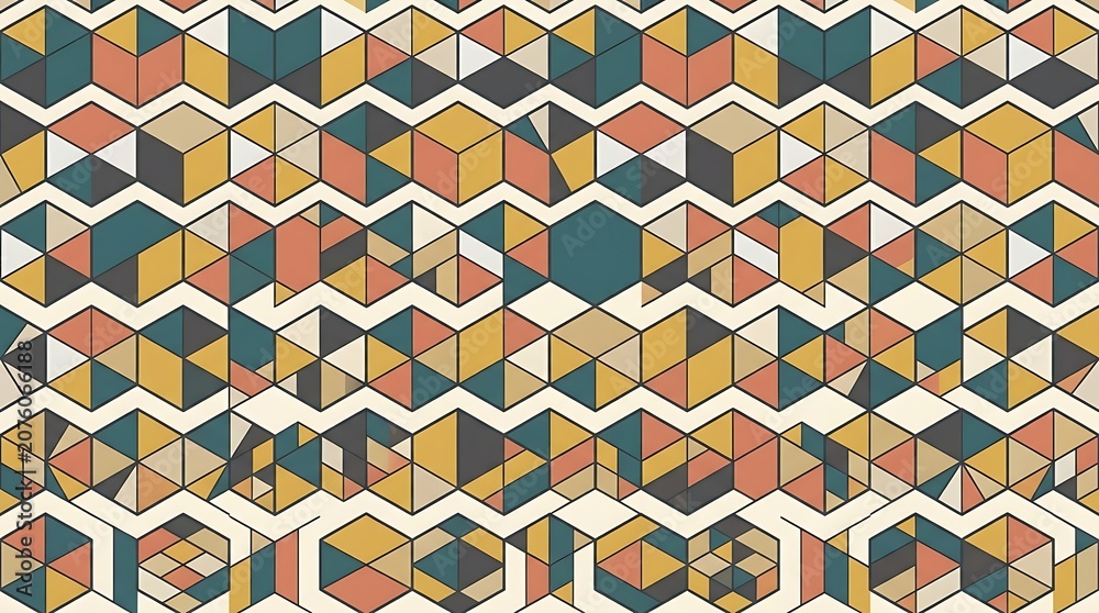 Retro Seamless Isometric Cube Geometric Pattern Background