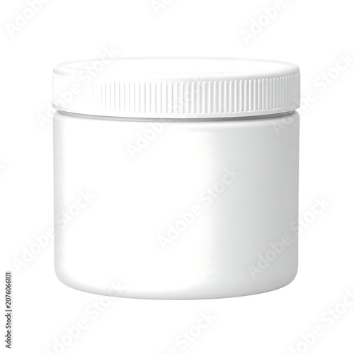White cosmetic cream jar with blank container lid skincare packaging mockup product label plastic beauty template empty isolated on a transparent background