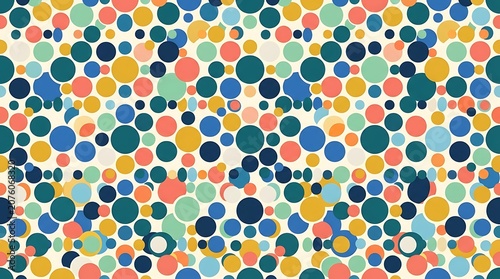 Seamless Abstract Pattern of Colorful Polka Dots and Circles Background