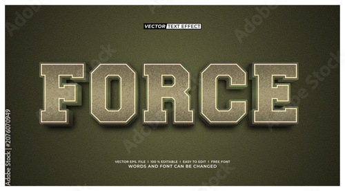 Force Military 3D Editable Text Effect with Vintage Metallic Typography Template