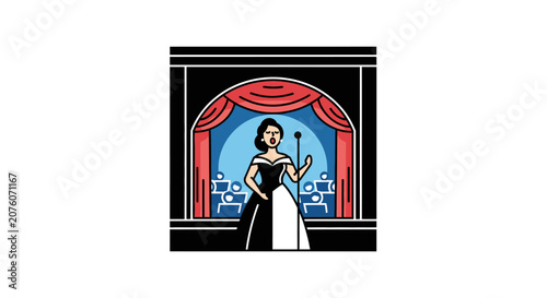 Woman in white dress standing.