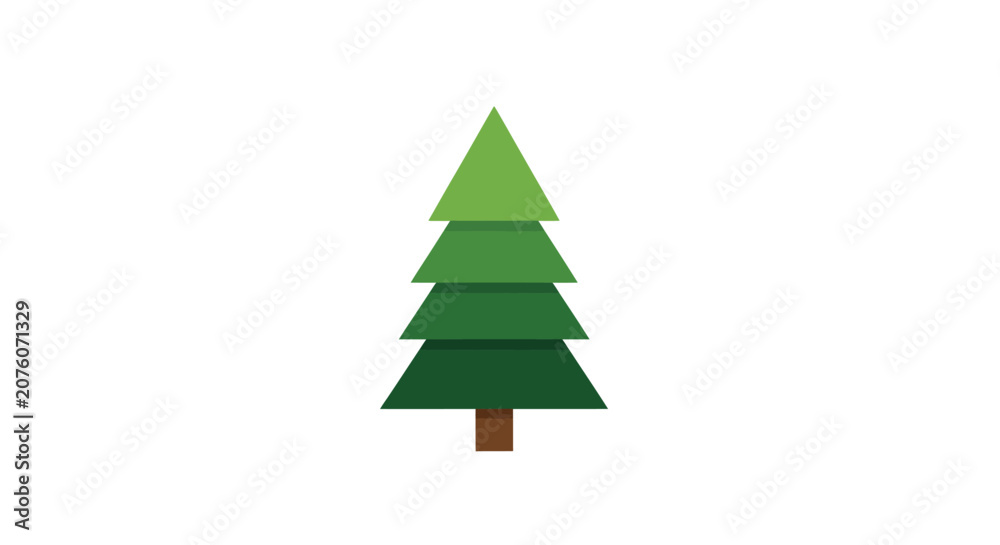 Fototapeta premium A green pine tree illustration.