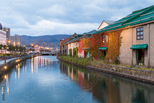 Historic canal in otaru hokkaido japan