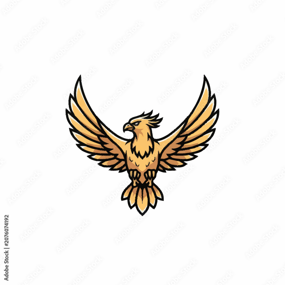 Fototapeta premium Golden Eagle Illustration with Spread Wings.