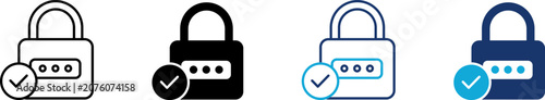 Foto Password lock icon set showing professional approved access validation with pin