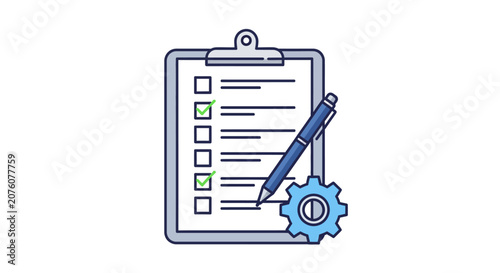Clipboard with checklist and pen.