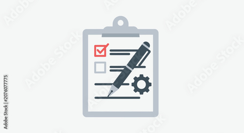 Clipboard with checklist and pen.