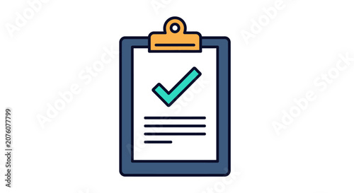 Clipboard with Checkmark and Lines.