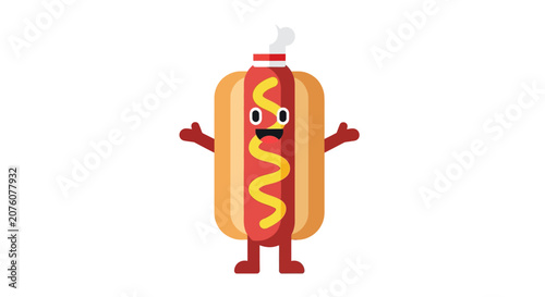 Cartoon Hot Dog Character Illustration.
