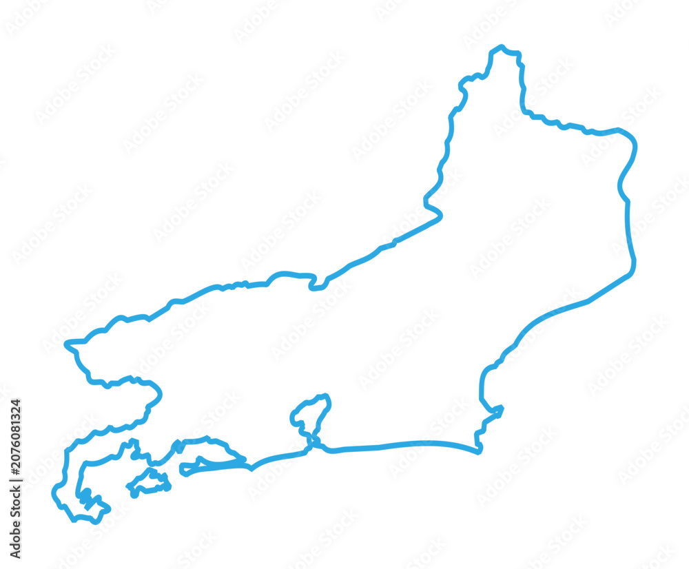 Fototapeta premium Rio de Janeiro State Map, Brazil. Simple Blue Outline on White Background