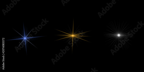 Photos Graphic set of glowing light bursts and star flares on dark surface perfect for photography enhancement and design overlay