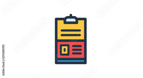 Colorful clipboard with checklist icon.