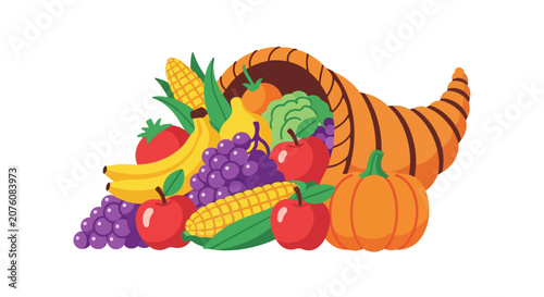 Colorful cornucopia of fresh fruits.