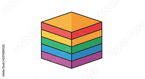 Colorful cube with multiple layers.