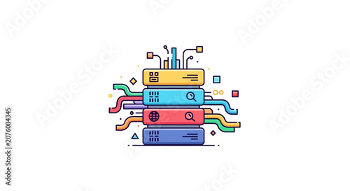 Colorful Database Server Architecture Diagram.