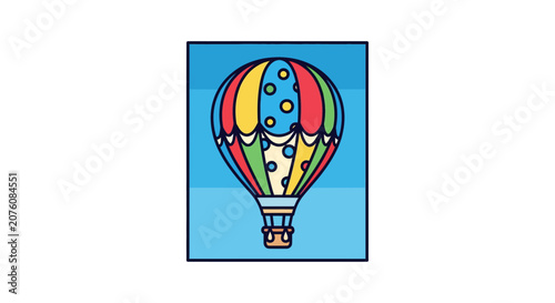 Colorful cartoon hot air balloon ride.