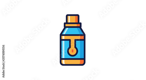 Colorful cartoon medicine bottle icon.