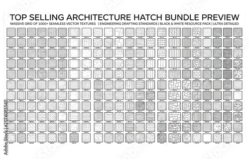 Photos Architecture hatch bundle preview, massive grid of 1000+ seamless vector texture