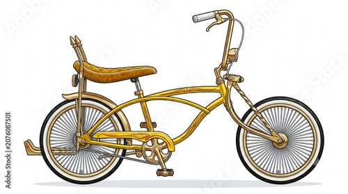 Foto Vintage Custom Lowrider Bicycle Chopper Style Gold Vecto