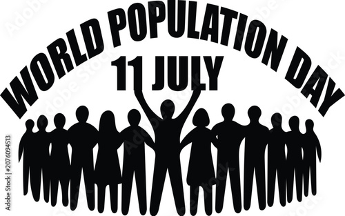World population day illustration with silhouettes