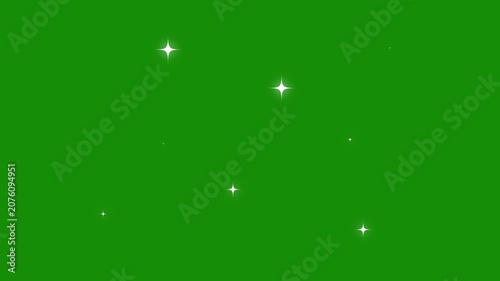 Sparkling Twinkle Star Glitter FX, White Cartoon Shine Animation, Flat Vector Doodle Stars, Looping 4K Particle Light Effects, Black Background and Alpha Channel Overlay