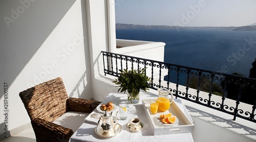Luxury Mediterranean Hotel Breakfast with Sea View