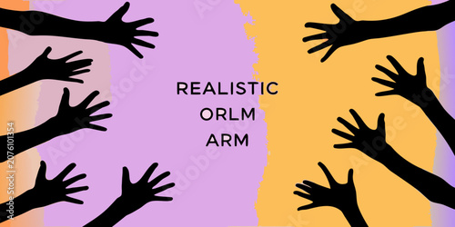 Fotografía Hands Silhouettes Vector Set Against A Gradient Background