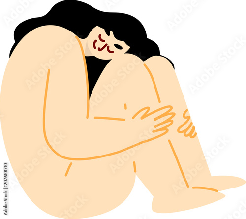 Woman Hugging Herself for Mental Health Awareness
